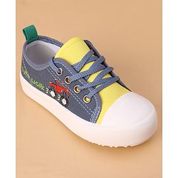 Cute Walk by Babyhug Laced Up Casual Shoes Truck Print - Blue