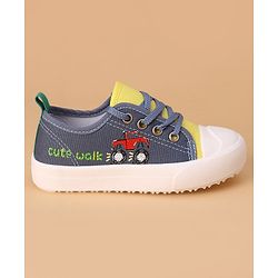 Cute Walk by Babyhug Laced Up Casual Shoes Truck Print - Blue