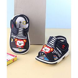 Cute Walk by Babyhug Musical Sandals With Velcro Closure & Teddy Applique - Blue