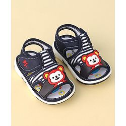 Cute Walk by Babyhug Musical Sandals With Velcro Closure & Teddy Applique - Blue