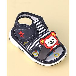 Cute Walk by Babyhug Musical Sandals With Velcro Closure & Teddy Applique - Blue