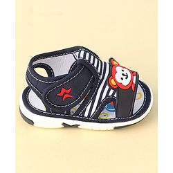 Cute Walk by Babyhug Musical Sandals With Velcro Closure & Teddy Applique - Blue