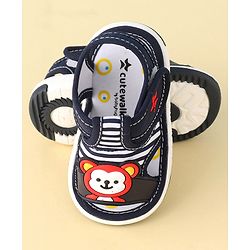 Cute Walk by Babyhug Musical Sandals With Velcro Closure & Teddy Applique - Blue