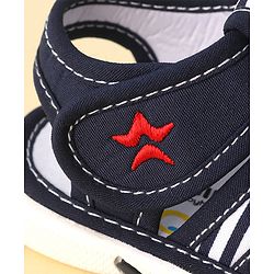 Cute Walk by Babyhug Musical Sandals With Velcro Closure & Teddy Applique - Blue