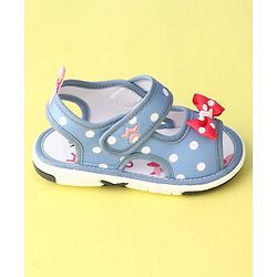 Cute Walk by Babyhug Musical Sandals with Velcro Polka Dot and Bow - Blue