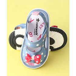 Cute Walk by Babyhug Musical Sandals with Velcro Polka Dot and Bow - Blue
