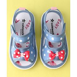 Cute Walk by Babyhug Musical Sandals with Velcro Polka Dot and Bow - Blue