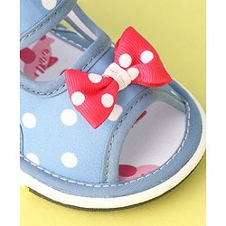 Cute Walk by Babyhug Musical Sandals with Velcro Polka Dot and Bow - Blue