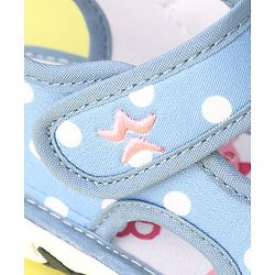 Cute Walk by Babyhug Musical Sandals with Velcro Polka Dot and Bow - Blue