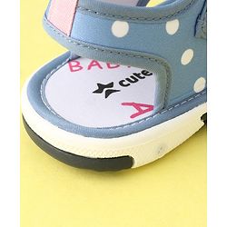 Cute Walk by Babyhug Musical Sandals with Velcro Polka Dot and Bow - Blue