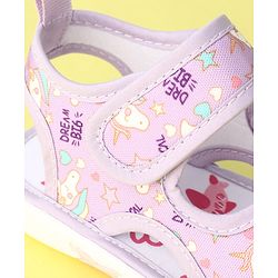 Cute Walk by Babyhug Musical Sandals With Velcro Closure Unicorn Applique - Purple