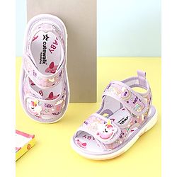 Cute Walk by Babyhug Musical Sandals With Velcro Closure Unicorn Applique - Purple