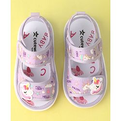 Cute Walk by Babyhug Musical Sandals With Velcro Closure Unicorn Applique - Purple