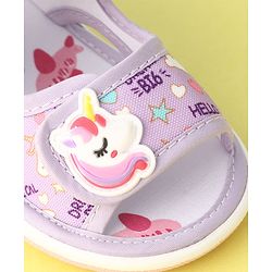 Cute Walk by Babyhug Musical Sandals With Velcro Closure Unicorn Applique - Purple