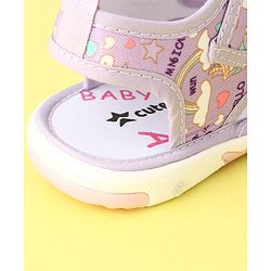 Cute Walk by Babyhug Musical Sandals With Velcro Closure Unicorn Applique - Purple