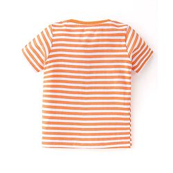 Babyhug 100% Cotton Knit Half Sleeves T-Shirt With Dino Graphics  & Striped Pack Of 3 -Blue & Orange