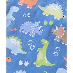 Babyhug 100% Cotton Knit Half Sleeves T-Shirt With Dino Graphics  & Striped Pack Of 3 -Blue & Orange