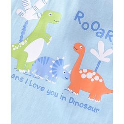 Babyhug 100% Cotton Knit Half Sleeves T-Shirt With Dino Graphics  & Striped Pack Of 3 -Blue & Orange