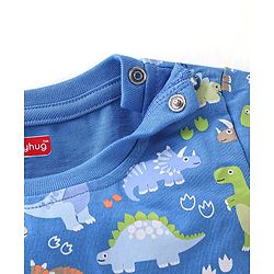 Babyhug 100% Cotton Knit Half Sleeves T-Shirt With Dino Graphics  & Striped Pack Of 3 -Blue & Orange