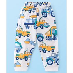 Babyhug Cotton Knit Single Jersey Full Sleeves  Truck Print Night Suit- Blue