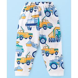 Babyhug Cotton Knit Single Jersey Full Sleeves  Truck Print Night Suit- Blue