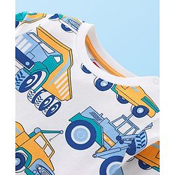 Babyhug Cotton Knit Single Jersey Full Sleeves  Truck Print Night Suit- Blue