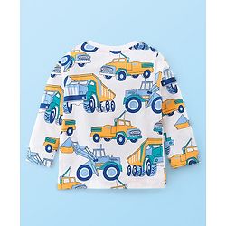 Babyhug Cotton Knit Single Jersey Full Sleeves  Truck Print Night Suit- Blue