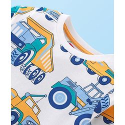 Babyhug Cotton Knit Single Jersey Full Sleeves  Truck Print Night Suit- Blue