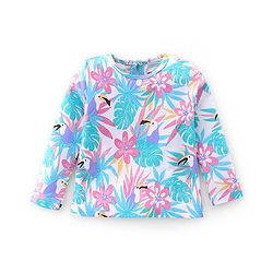 Babyhug Cotton Knit Full Sleeves Night Suit With Tropical Print - Pink & Blue