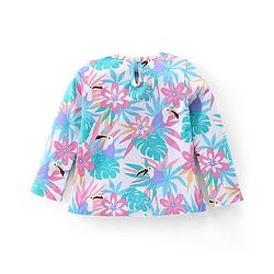 Babyhug Cotton Knit Full Sleeves Night Suit With Tropical Print - Pink & Blue