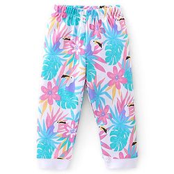 Babyhug Cotton Knit Full Sleeves Night Suit With Tropical Print - Pink & Blue