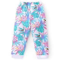 Babyhug Cotton Knit Full Sleeves Night Suit With Tropical Print - Pink & Blue