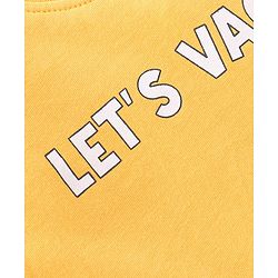 Babyhug 100% Cotton Knit Dungaree and Half Sleeves T-Shirt Set Text & Beach Theme - Blue & Yellow