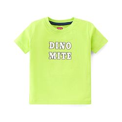 Babyhug 100% Cotton Knit Dungarees With Half Sleeves T-Shirt Dino Print -  Green & Blue