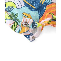 Babyhug 100% Cotton Knit Dungarees With Half Sleeves T-Shirt Dino Print -  Green & Blue