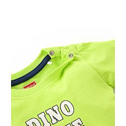 Babyhug 100% Cotton Knit Dungarees With Half Sleeves T-Shirt Dino Print -  Green & Blue