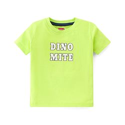 Babyhug 100% Cotton Knit Dungarees With Half Sleeves T-Shirt Dino Print -  Green & Blue