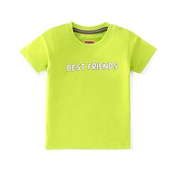 Babyhug Cotton Knit Zebra Printed Dungarees & Half Sleeves Inner Tee Set - Green & Blue