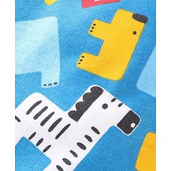 Babyhug Cotton Knit Zebra Printed Dungarees & Half Sleeves Inner Tee Set - Green & Blue
