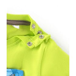Babyhug Cotton Knit Zebra Printed Dungarees & Half Sleeves Inner Tee Set - Green & Blue