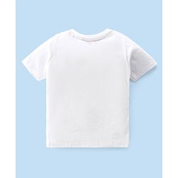 Babyhug 100% Cotton Single Jersey Knit Palm Tree Printed Dungaree and Half Sleeves T-Shirt Set - White & Light Blue