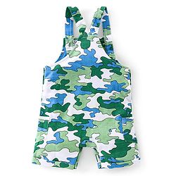 Babyhug 100% Cotton Single Jersey Knit Camouflage Printed Dungaree and Half Sleeves T-Shirt Set - Green