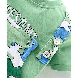 Babyhug 100% Cotton Single Jersey Knit Camouflage Printed Dungaree and Half Sleeves T-Shirt Set - Green