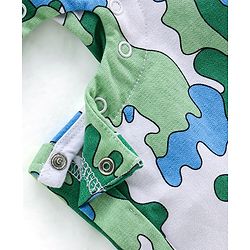 Babyhug 100% Cotton Single Jersey Knit Camouflage Printed Dungaree and Half Sleeves T-Shirt Set - Green