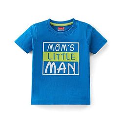 Babyhug 100% Cotton Knit Half Sleeves T-Shirt with Text Graphics - Blue