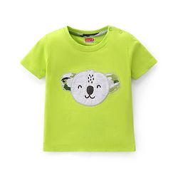 Babyhug 100% Cotton Knit Half Sleeves T-Shirt With Koala Graphics - Green