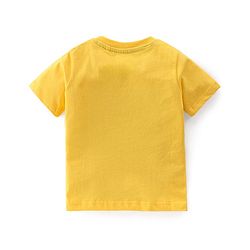 Babyhug 100% Cotton Knit Dungaree & Half Sleeves T-Shirt Set Text & Crocodile Print - Light Blue & Yellow