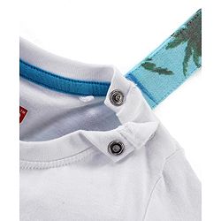Babyhug 100% Cotton Single Jersey Knit Palm Tree  Printed Dungaree and Half Sleeves T-Shirt Set - White & Light Green
