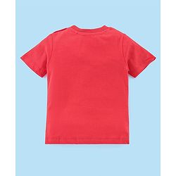 Babyhug Cotton Knit City Printed Dungaree with Half Sleeves Inner Tee - Red & White