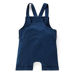 Babyhug 100% Cotton Knit Single Jersey Dungaree and Half Sleeves T-Shirt Set Dino Print - Blue